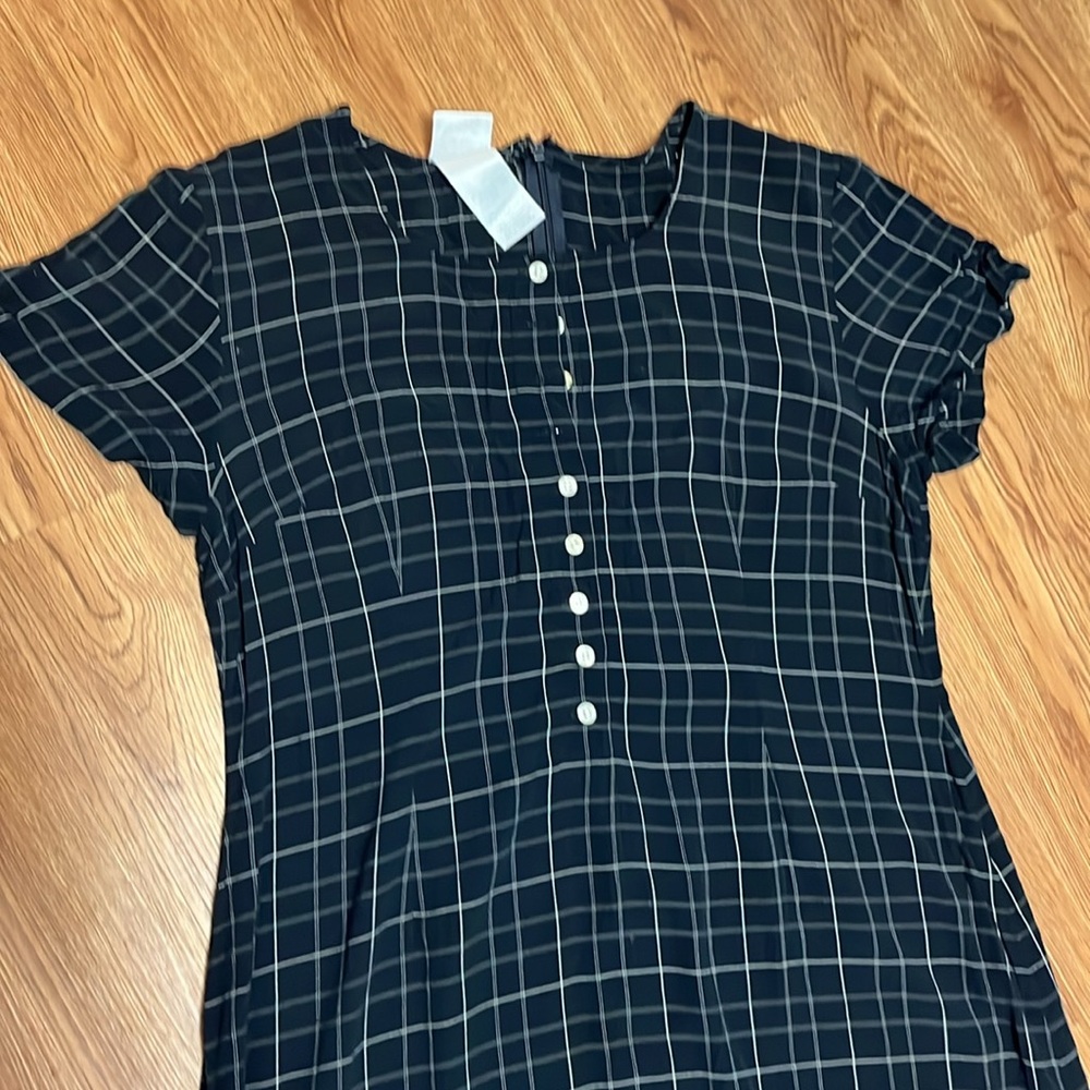 LAURA ASHLEY Maxi Dress Cottagecore Pilgrim Vintage Black gray Checkered Size 10 - Picture 6 of 12